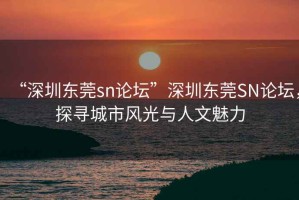 “深圳東莞sn論壇”深圳東莞SN論壇，探尋城市風(fēng)光與人文魅力