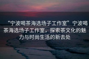 “寧波喝茶海選場子工作室”寧波喝茶海選場子工作室，探索茶文化的魅力與時尚生活的新去處