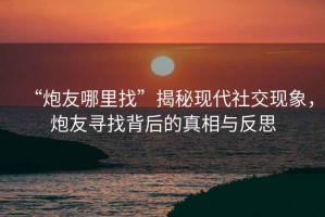 “炮友哪里找”揭秘現(xiàn)代社交現(xiàn)象，炮友尋找背后的真相與反思