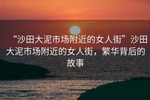 “沙田大泥市場(chǎng)附近的女人街”沙田大泥市場(chǎng)附近的女人街，繁華背后的故事
