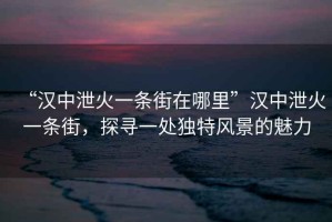 “漢中泄火一條街在哪里”漢中泄火一條街，探尋一處獨(dú)特風(fēng)景的魅力