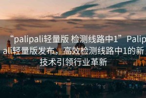 “palipali輕量版 檢測線路中1”Palipali輕量版發(fā)布，高效檢測線路中1的新技術(shù)引領(lǐng)行業(yè)革新