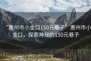 “惠州市小金口150元巷子”惠州市小金口，探索神秘的150元巷子