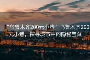 “烏魯木齊200元小巷”烏魯木齊200元小巷，探尋城市中的隱秘寶藏