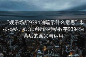 “娛樂場(chǎng)所9394油暗示什么意思”科技揭秘，娛樂場(chǎng)所的神秘?cái)?shù)字9394油背后的含義與運(yùn)用