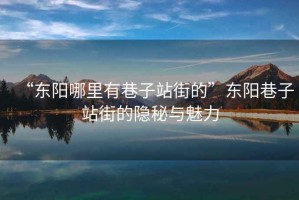 “東陽哪里有巷子站街的”東陽巷子站街的隱秘與魅力