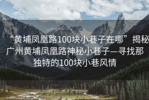 “黃埔鳳凰路100塊小巷子在哪”揭秘廣州黃埔鳳凰路神秘小巷子—尋找那獨(dú)特的100塊小巷風(fēng)情