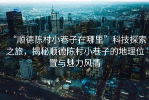 “順德陳村小巷子在哪里”科技探索之旅，揭秘順德陳村小巷子的地理位置與魅力風情