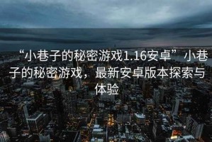 “小巷子的秘密游戲1.16安卓”小巷子的秘密游戲，最新安卓版本探索與體驗
