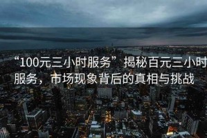 “100元三小時服務”揭秘百元三小時服務，市場現(xiàn)象背后的真相與挑戰(zhàn)