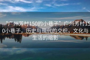 “廣州芳村150的小巷子”廣州芳村150小巷子，歷史與現(xiàn)代的交織，文化與生活的縮影