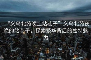 “義烏北苑晚上站巷子”義烏北苑夜晚的站巷子，探索繁華背后的獨(dú)特魅力