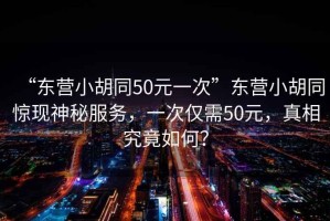 “東營小胡同50元一次”東營小胡同驚現神秘服務，一次僅需50元，真相究竟如何？