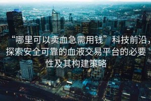 “哪里可以賣血急需用錢”科技前沿，探索安全可靠的血液交易平臺(tái)的必要性及其構(gòu)建策略