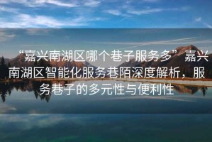 “嘉興南湖區(qū)哪個巷子服務(wù)多”嘉興南湖區(qū)智能化服務(wù)巷陌深度解析，服務(wù)巷子的多元性與便利性