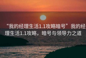 “我的經(jīng)理生活1.1攻略暗號”我的經(jīng)理生活1.1攻略，暗號與領(lǐng)導(dǎo)力之道