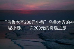 “烏魯木齊200元小巷”烏魯木齊的神秘小巷，一次200元的奇遇之旅
