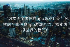 “風(fēng)樓閣全國信息app游戲介紹”風(fēng)樓閣全國信息app游戲介紹，探索虛擬世界的新門戶