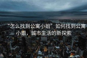 “怎么找到公寓小姐”如何找到公寓小姐，城市生活的新探索