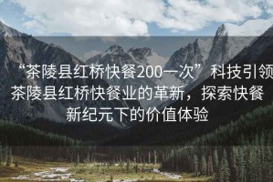 “茶陵縣紅橋快餐200一次”科技引領茶陵縣紅橋快餐業(yè)的革新，探索快餐新紀元下的價值體驗
