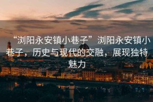 “瀏陽(yáng)永安鎮(zhèn)小巷子”瀏陽(yáng)永安鎮(zhèn)小巷子，歷史與現(xiàn)代的交融，展現(xiàn)獨(dú)特魅力