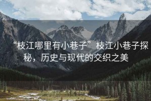 “枝江哪里有小巷子”枝江小巷子探秘，歷史與現(xiàn)代的交織之美
