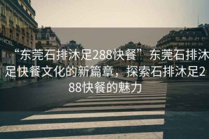 “東莞石排沐足288快餐”東莞石排沐足快餐文化的新篇章，探索石排沐足288快餐的魅力
