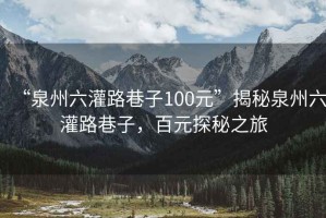 “泉州六灌路巷子100元”揭秘泉州六灌路巷子，百元探秘之旅