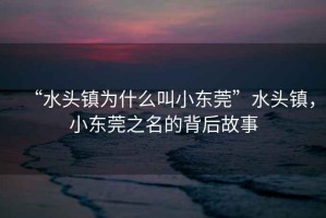 “水頭鎮(zhèn)為什么叫小東莞”水頭鎮(zhèn)，小東莞之名的背后故事