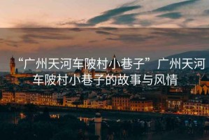 “廣州天河車(chē)陂村小巷子”廣州天河車(chē)陂村小巷子的故事與風(fēng)情