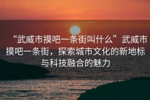“武威市摸吧一條街叫什么”武威市摸吧一條街，探索城市文化的新地標(biāo)與科技融合的魅力
