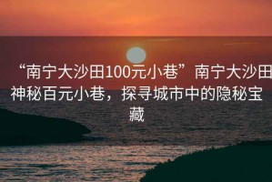 “南寧大沙田100元小巷”南寧大沙田神秘百元小巷，探尋城市中的隱秘寶藏