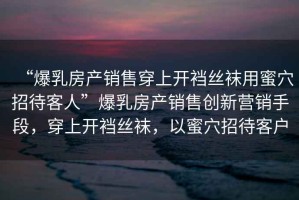 “爆乳房產(chǎn)銷售穿上開襠絲襪用蜜穴招待客人”爆乳房產(chǎn)銷售創(chuàng)新營銷手段，穿上開襠絲襪，以蜜穴招待客戶