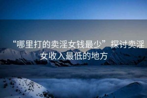 “哪里打的賣淫女錢最少”探討賣淫女收入最低的地方