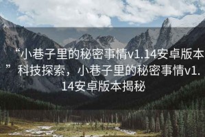 “小巷子里的秘密事情v1.14安卓版本”科技探索，小巷子里的秘密事情v1.14安卓版本揭秘