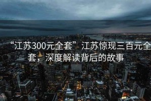 “江蘇300元全套”江蘇驚現(xiàn)三百元全套，深度解讀背后的故事