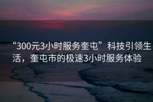 “300元3小時服務奎屯”科技引領生活，奎屯市的極速3小時服務體驗
