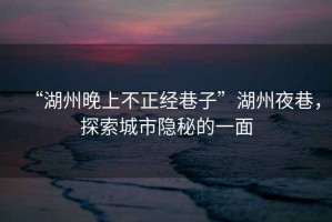 “湖州晚上不正經(jīng)巷子”湖州夜巷，探索城市隱秘的一面