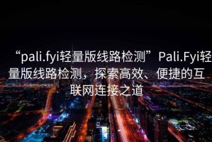 “pali.fyi輕量版線路檢測”Pali.Fyi輕量版線路檢測，探索高效、便捷的互聯(lián)網(wǎng)連接之道