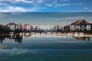 “梧州小巷子100元3小時”梧州小巷子，時光深處的百元三小時漫游