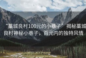 “藁城良村100元的小巷子”揭秘藁城良村神秘小巷子，百元內(nèi)的獨(dú)特風(fēng)情