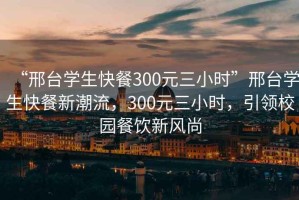 “邢臺學生快餐300元三小時”邢臺學生快餐新潮流，300元三小時，引領校園餐飲新風尚