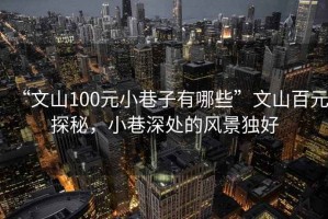 “文山100元小巷子有哪些”文山百元探秘，小巷深處的風景獨好
