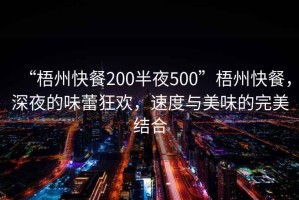 “梧州快餐200半夜500”梧州快餐，深夜的味蕾狂歡，速度與美味的完美結合