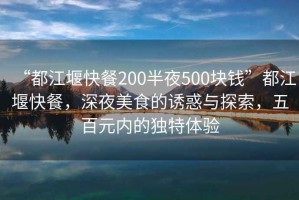 “都江堰快餐200半夜500塊錢”都江堰快餐，深夜美食的誘惑與探索，五百元內(nèi)的獨(dú)特體驗(yàn)
