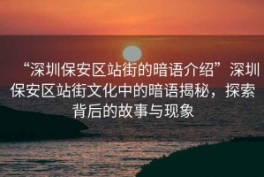 “深圳保安區(qū)站街的暗語介紹”深圳保安區(qū)站街文化中的暗語揭秘，探索背后的故事與現(xiàn)象