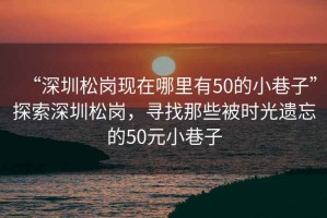 “深圳松崗現(xiàn)在哪里有50的小巷子”探索深圳松崗，尋找那些被時光遺忘的50元小巷子