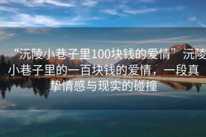 “沅陵小巷子里100塊錢的愛情”沅陵小巷子里的一百塊錢的愛情，一段真摯情感與現(xiàn)實的碰撞