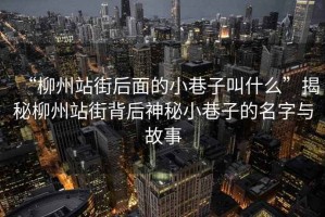 “柳州站街后面的小巷子叫什么”揭秘柳州站街背后神秘小巷子的名字與故事