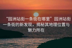“園洲站街一條街在哪里”園洲站街一條街的新發(fā)現(xiàn)，揭秘其地理位置與魅力所在